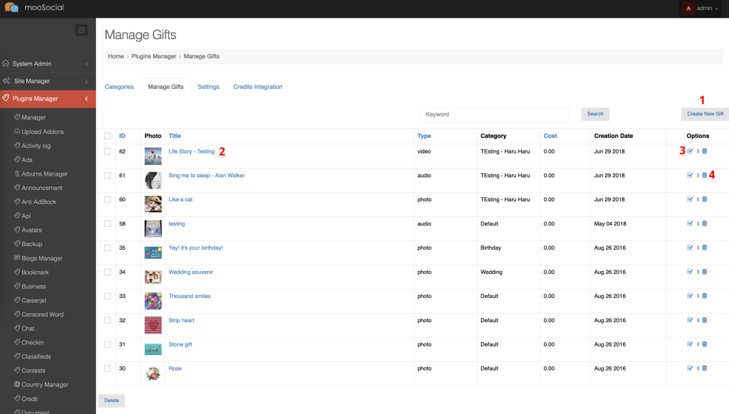 Manage Gifts | mooSocial Plugins - php Social Network Software 2022-10-19 11-09-39